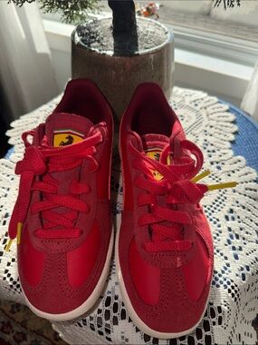 Puma x Ferrari Palermo Red Lace-Up Low-Top Sneakers.